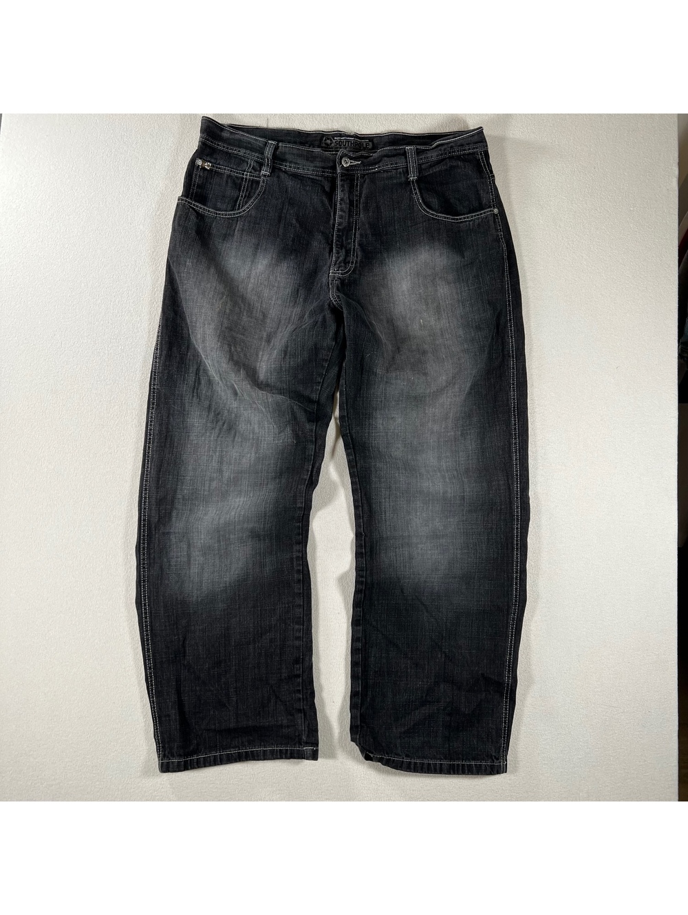 Vintage SouthPole brown tab black baggy faded jeans Size 40